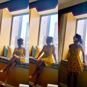 Yellow Mustard Floral Dress